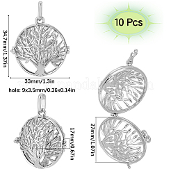 10Pcs Filigree Flat Round Brass Cage Pendants&nbsp;KK-SC0005-91