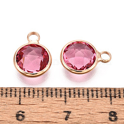 Golden Tone Brass Glass Charms&nbsp;X-GLAA-ZX008-24J-G