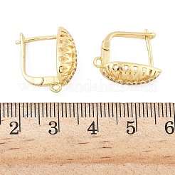 Brass Micro Pave Clear Cubic Zirconia Teardrop Hoop Earring Findings&nbsp;KK-G536-04G