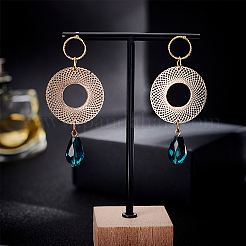 20Pcs Brass Textured Ring Stud Earrings for Women&nbsp;KK-BC0009-23