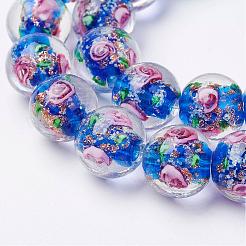 Handmade Gold Sand Lampwork Beads Strands&nbsp;LAMP-E015-02