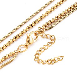 304 Stainless Steel Double Layer Necklaces&nbsp;NJEW-M181-21G