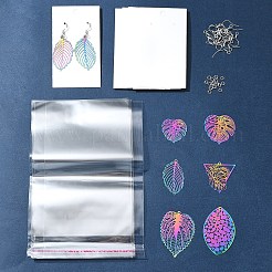 DIY Leaf 201 Stainless Steel Etched Metal Embellishments Dangle Earring Jewelry Making Kits&nbsp;DIY-FS0007-45