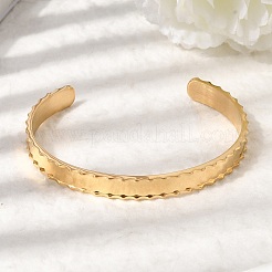 Scalloped 304 Stainless Steel Cuff Bangles for Women&nbsp;BJEW-D408-11G