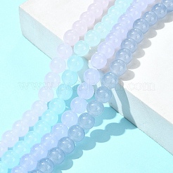 4 Strands 4 Colors Imitation Jade Glass Round Beads Strands&nbsp;GLAA-FS0002-07