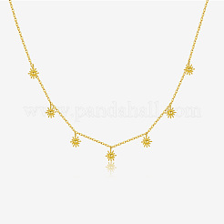925 Sterling Silver Sunflower Pendant Cable Chain Necklaces for Women&nbsp;FS-WG3010A-02