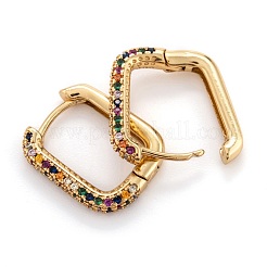 Brass Micro Pave Cubic Zirconia Huggie Hoop Earrings&nbsp;EJEW-P187-O01
