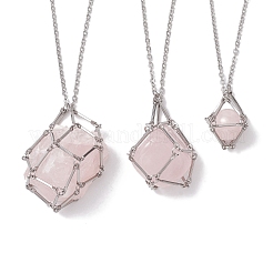 3 Pcs 201 Stainless Steel Crystal Stone Cage Pendant Necklaces&nbsp;NJEW-JN04750