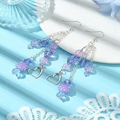 Brass Heart Dangle Earrings&nbsp;EJEW-FS00044