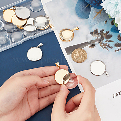DIY Blank Dome Flat Round Pendant Making Kit&nbsp;DIY-UN0004-48