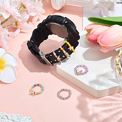 6Pcs 2 Styles Alloy & Glass Beaded Decorative Rings for Smartwatch Band&nbsp;AJEW-CP0009-95