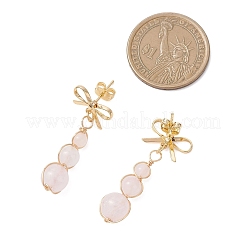 Natural Mixed Stone Bowknot with Round Dangle Stud Earrings&nbsp;EJEW-JE06780