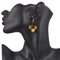 304 Stainless Steel Glass Seed Bead Bees Dangle Earrings&nbsp;EJEW-MZ00491