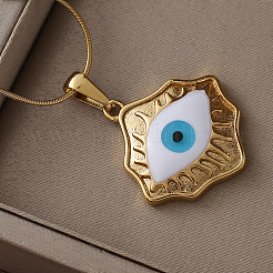 316 Surgical Stainless Steel Enamel Evil Eye Pendant Necklaces for Women&nbsp;AR3641