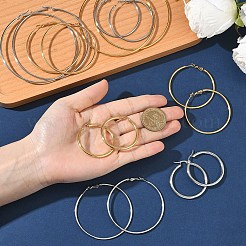 4 Pairs 4 Styles Stainless Steel Hoop Earrings&nbsp;EJEW-YW0001-14G