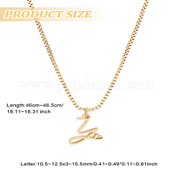 1pc Brass Chain & 304 Stainless Steel Letter Pendant Necklaces&nbsp;NJEW-LP0001-40Y-G