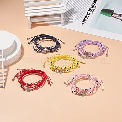 3Pcs 3 Style Resin Evil Eye Braided Bead Bracelets Set&nbsp;BJEW-JB08812
