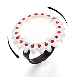 Adjustable Alloy & Iron & Rhinestone Bezel Cup Ring Base with Rotatable Tray&nbsp;MAK-T012-15S