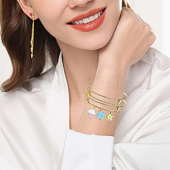4 Sets 4 Styles DIY Alloy Enamel Charms & Adjustable Iron Expandable Bangle Making Kits&nbsp;DIY-YW0013-13