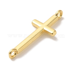 Rack Plating Brass Religion Cross Connector Charms Links&nbsp;KK-U027-04G
