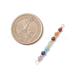 Chakra Natural Red Jasper & Amethyst & Carnelian & Lapis Lazuli & Tiger Eye & Green Aventurine & Dyed Magnesite Faceted Round Beaded Connector Charms&nbsp;PALLOY-JF04565-01