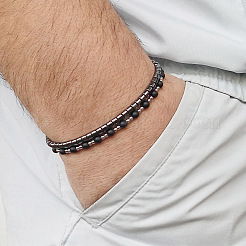 Synthetic Non-magnetic Hematite Beads Stretch Bracelets for Men&nbsp;PE4341