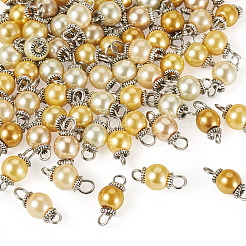 80Pcs 8 Colors Glass Pearl Round Connector Charms&nbsp;PALLOY-TA00262
