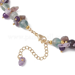 Round Natural Colorful Fluorite & Dyed Quartz & Natural Amethyst Chip Beaded Necklaces for Women&nbsp;NJEW-JN05813