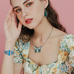 Synthetic Turquoise Pendant Necklace & Bracelet & Earrings Set&nbsp;SJEW-FI0001-15