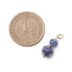 3Pcs 3 Styles Dyed Natural Quartz & Blue Spot Jasper & Lapis Lazuli Round Beaded Pendants&nbsp;PALLOY-JF04701-01