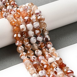 Dyed & Heated Natural Fire Crackle Agate Beads Strands&nbsp;G-P539-B01-12