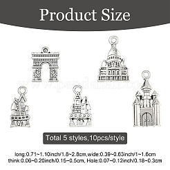 50Pcs 5 Styles Tibetan Style Zinc Alloy Pendants&nbsp;TIBEP-YW0002-36