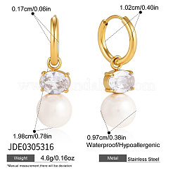 304 Stainless Steel Micro Pave Cubic Zirconia Hoop Earrings&nbsp;WG0470F-02