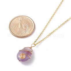 Teardrop Natural Mixed Stone Pendant Necklace&nbsp;NJEW-JN03763