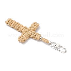 Cross Cotton Threads Pendants Decorations&nbsp;HJEW-TA00398-03