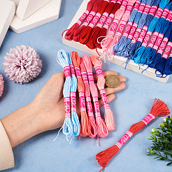 2 Sets 2 Styles Gradient Color 8-Ply Polycotton(Polyester Cotton Embroidery Floss&nbsp;OCOR-TA0001-75