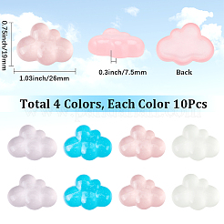 40pcs 4 Colors Luminous Transparent Resin Cabochons&nbsp;RESI-SC0006-58