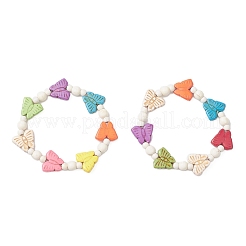 Butterfly Synthetic Turquoise Beads Stretch Bracelets for Girls&nbsp;BJEW-JB12120