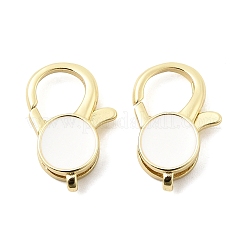 Flat Round Brass Enamel Lobster Claw Clasps&nbsp;KK-Z147-02G-B