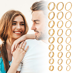 27Pcs 27 Style Stainless Steel Finger Rings for Women&nbsp;RJEW-UN0003-04G