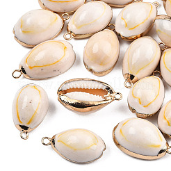 Electroplate Cowrie Shell Pendants&nbsp;X-SSHEL-S261-11