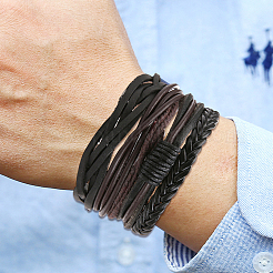 1Bag Mixed Styles Adjustable PU Leather Cord Braided Bracelets for Unisex&nbsp;BJEW-CL0001-47A