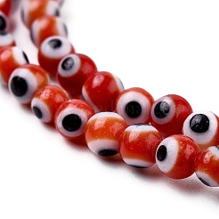 Handmade Evil Eye Lampwork Round Bead Strands&nbsp;X-LAMP-L055-4mm-10
