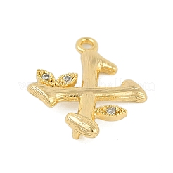 Brass Crystal Rhinestone Letter Links Connector Charms&nbsp;KK-S395-06G-X