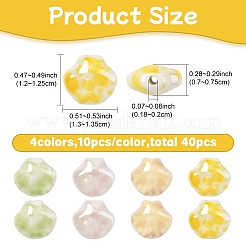 40Pcs 4 Colors Shell Shape Handmade Porcelain Beads&nbsp;PORC-YW0001-20
