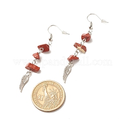 Natural Gemstone Chips Beads Long Chain Dangle Earrings&nbsp;EJEW-JE04892