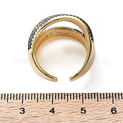 Rack Plating Brass Multi Line Open Cuff Ring&nbsp;RJEW-C065-01G