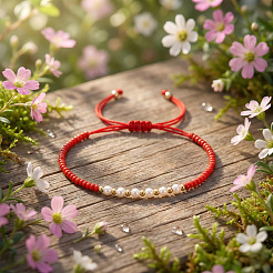 Adjustable Imitation Pearl and Glass Seed Beaded Braided Bracelets for Women&nbsp;NV1607-3