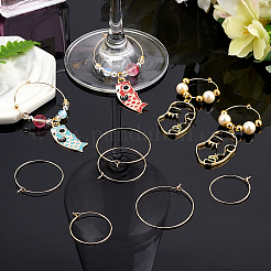 Brass Wine Glass Charms Rings&nbsp;KK-PH0001-43G-NF