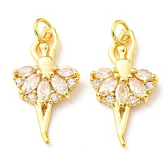 Rack Plating Brass Micro Pave Cubic Zirconia Pendants&nbsp;KK-D036-21G